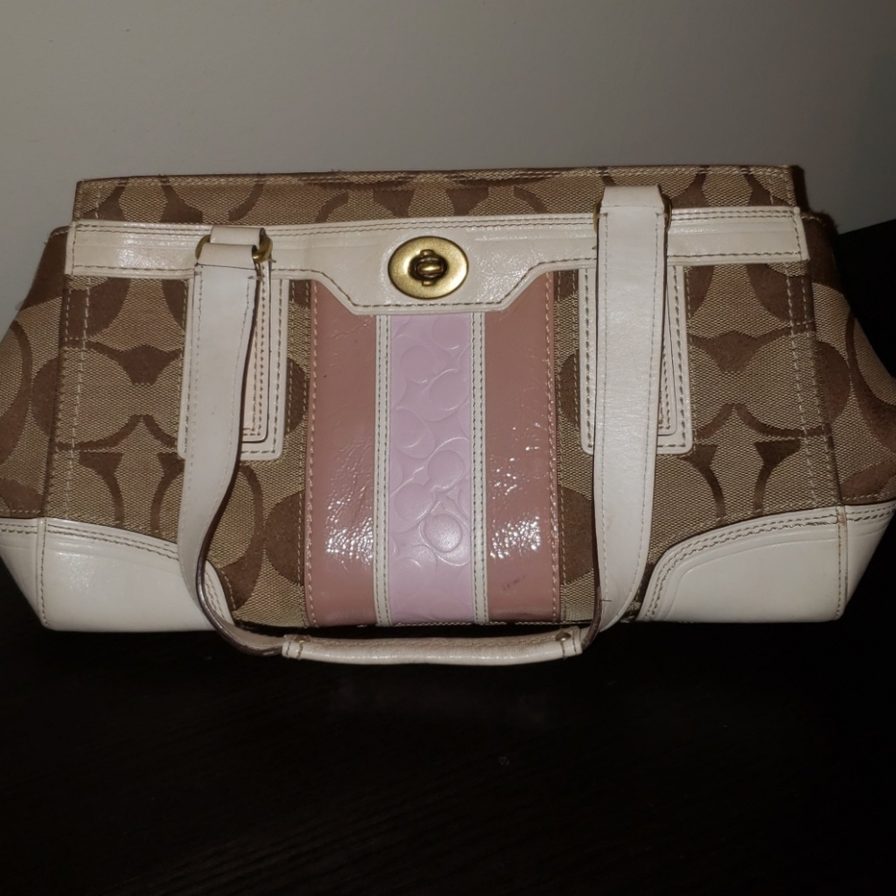 Coach cream spring leather bag